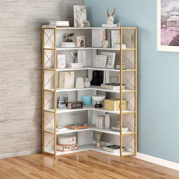 17 Stories 7Tier Corner Bookcase LShaped Bookshelf & Reviews Wayfair
